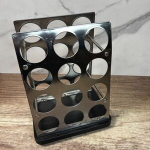 Kamenstein Silver Metal Coffee Pod Caddy Organizer, 24 Pod Storage, Rotating